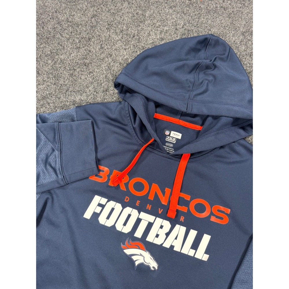 Denver Broncos NFL Team Apparel Hoodie Mens Small Navy Orange Pullover Football